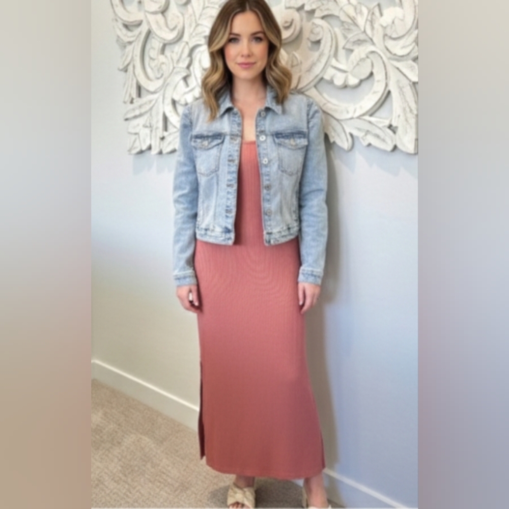 Chelsea & Violet Light Blue Distressed Denim Jacket - Women's XL NWT